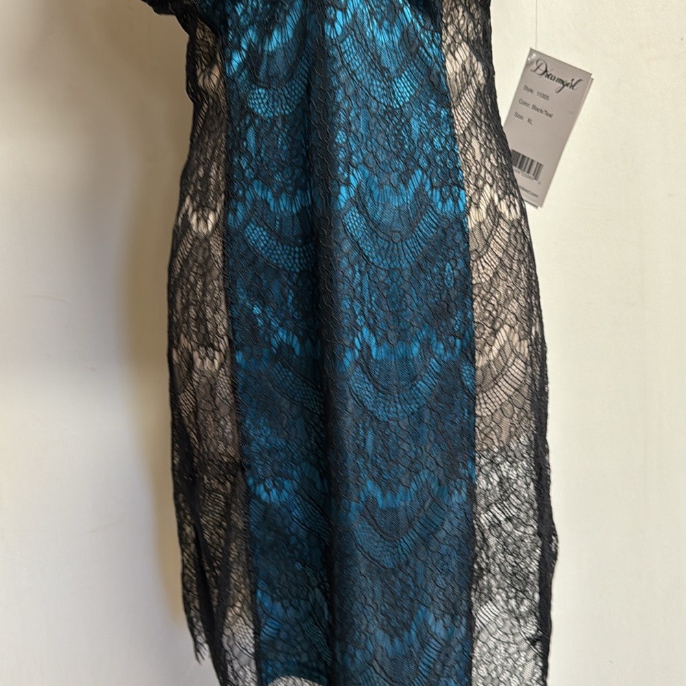 Dreamgirl Eyelash Lace Collared Blue & Black Chemise Size XL - Picture 5 of 16